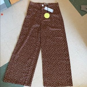 Urban Outfitters Brown Polka Dot Silk Pants